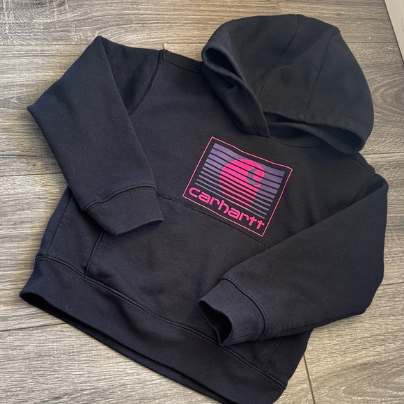 Carhartt Black Sweatshirt with Vibrant Pink Emblem - Picture 1 of 4
